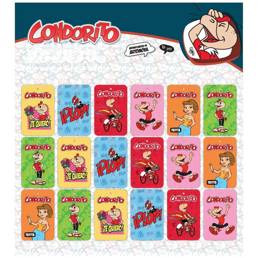 Condorito Dry Aromático Pack (18 unidades) - 6 Fragrancias: Manzana y Canela, Chicle, Auto Nuevo, Coco, Cristal Negro, Vainilla (3 de Cada Uno)