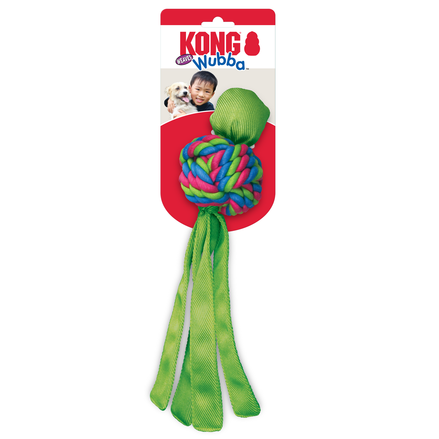 KONG Wubba Weaves Assorted Large: Pink, Blue & Green